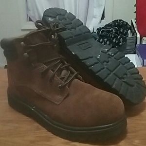 Steel toe work boots.